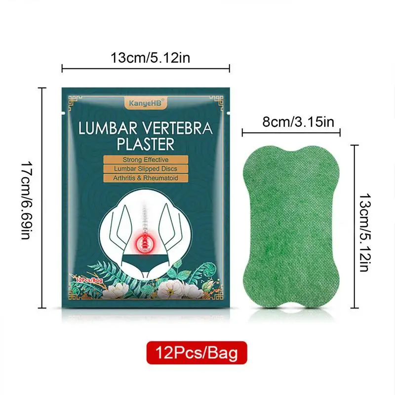 Lumbar Patch 12 Pcs Wormwood Patches For Neck Self-Heating Muscle And Joint Heat Stickers To Relieve Joint Swelling And Muscle