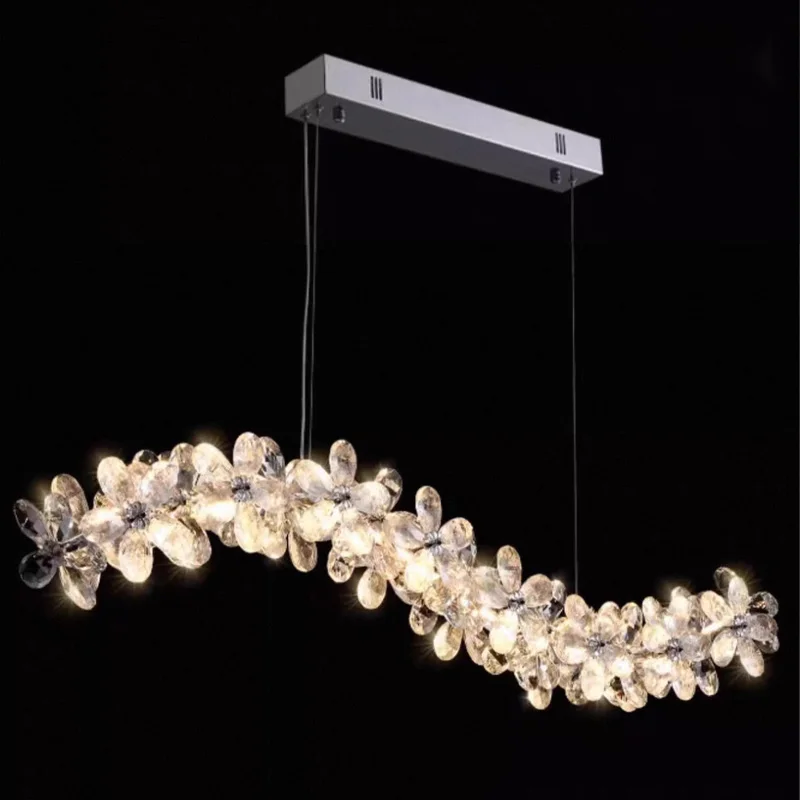 Modern LED living room hanging crystal pendant lamp, suitable for dining rooms, bars, ceiling chandeliers, iron lustre