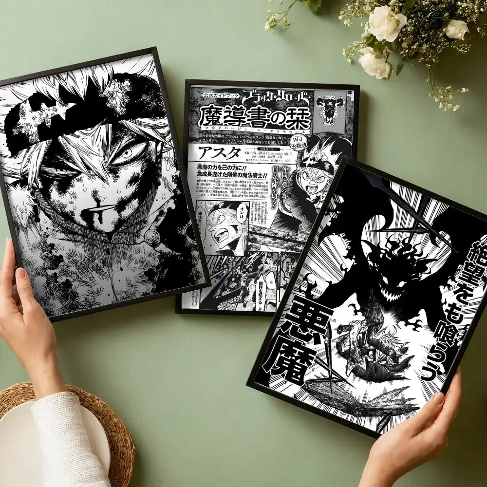Anime B-Black Clover Poster Decorative Wall Art Stickers Mural Photo Print for Home Living Room Hallway Decor