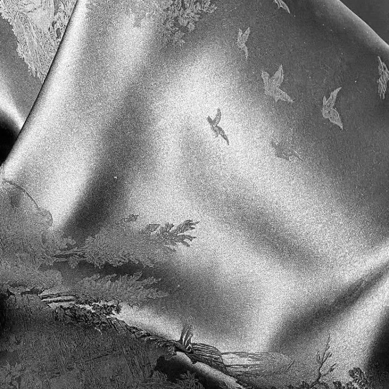 Wild Geese Flying South Silk Blended Satin Jacquard Fabric New Chinese Style Heavy Crepe Cheongsam Hanfu Luxury Fabric