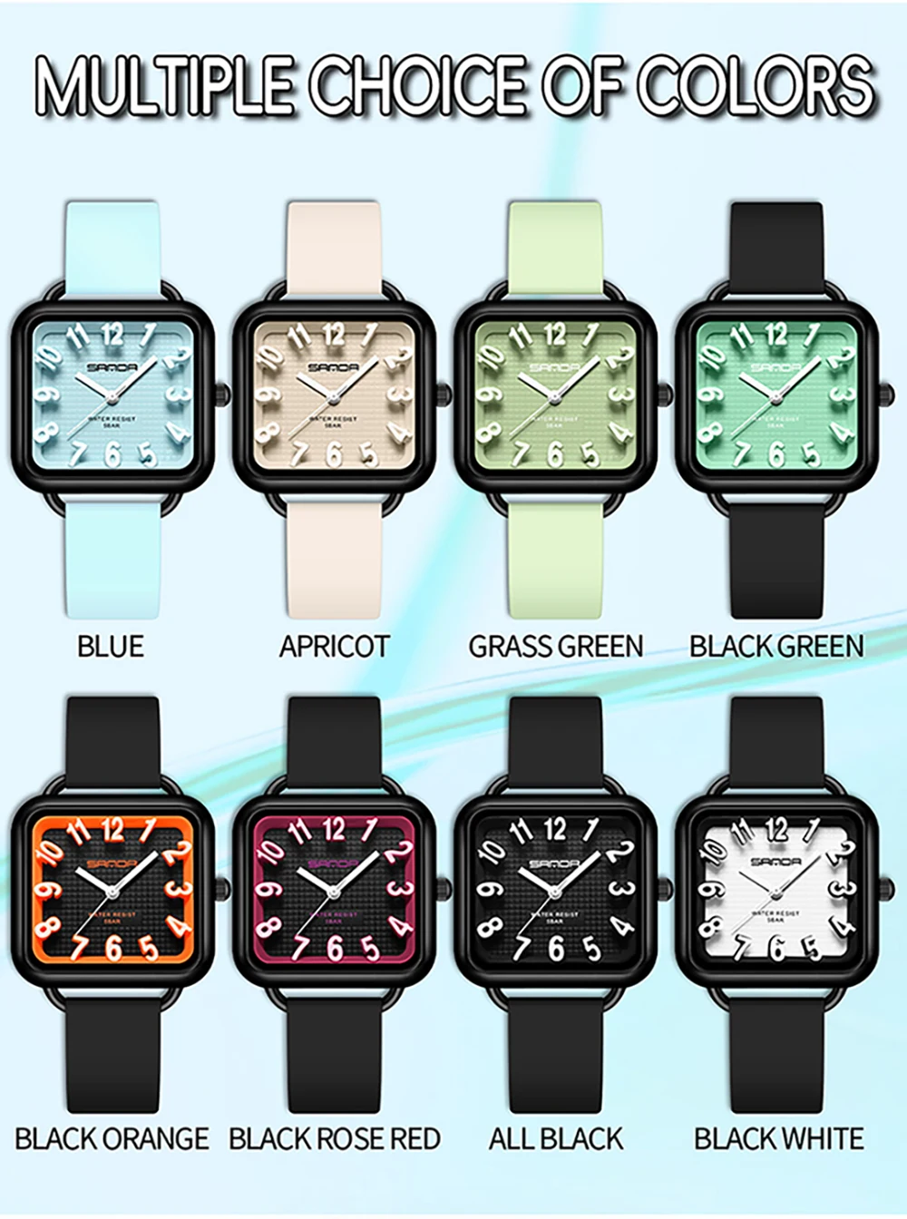 SANDA Новинка 3269, модные кварцевые часы для учащихся начальной школы с большой шкалой номеров, водонепроницаемые и простые студенческие кварцевые часы