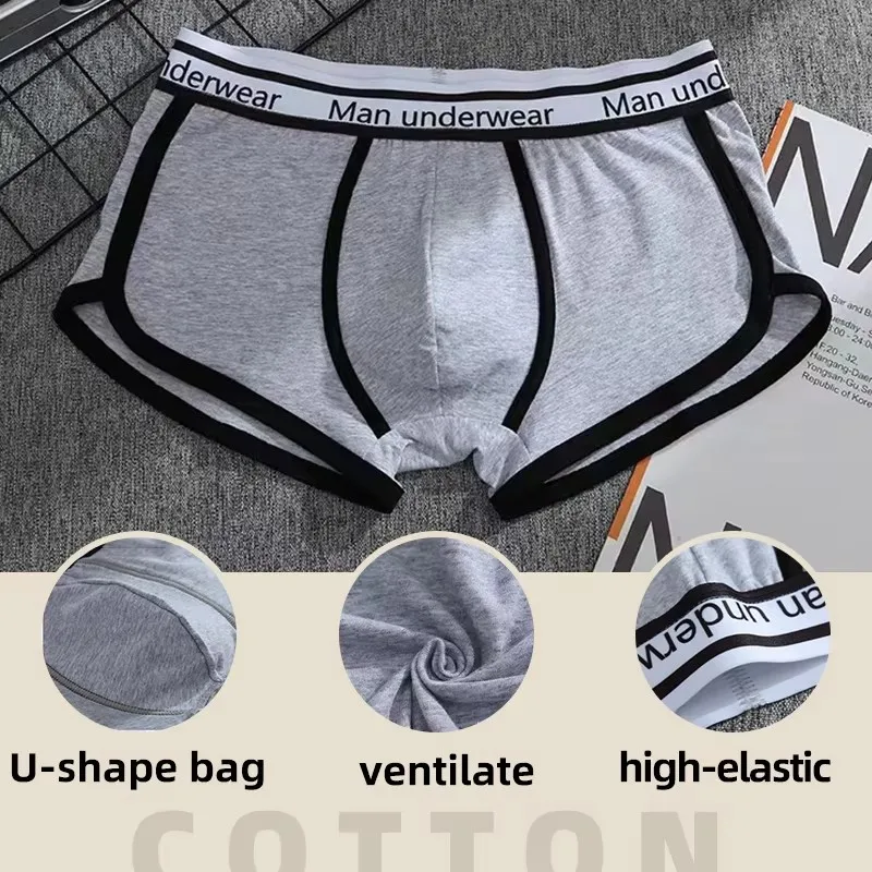 Men Underwear Boxers Cotton Men Panties Breathable Solid Boxershorts Male Mid Waist Underpants Trend Man Shorts Homme Shorts