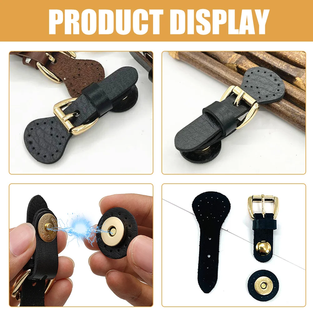 

1Set Metal Magnetic Snap Button Purse Closure Buckle Deep Brown PU Magnetic Buckles for Coats Jackets Bags