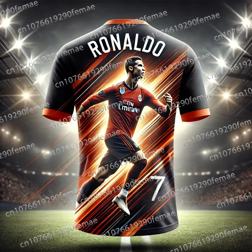 New Ronaldo Printed Pattern Men's Commemorative T-shirt Outdoor Sports Breathable Sweating Comfortable Jersey