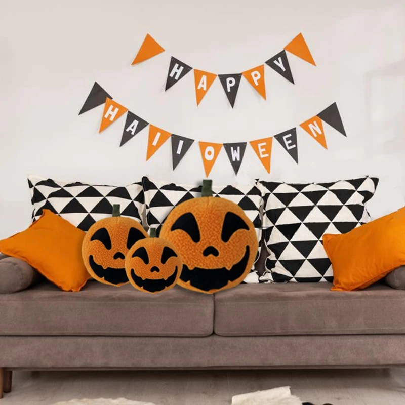 Happy Halloween Ghost Throw Pillow Halloween Cotton Pumpkin Head Decoration Festival Home Ornament Plush Doll For Children