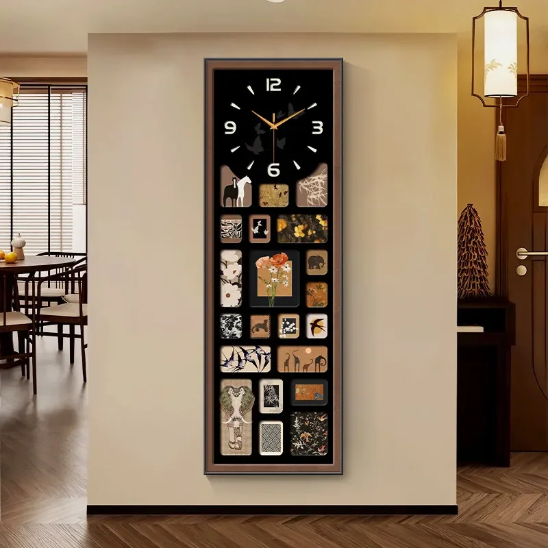 A*-Cute Vintage Wall Watch Interior Art Mural Aesthetic Wooden Design Creative Clock Wall Living Room Silent Home Decorations./