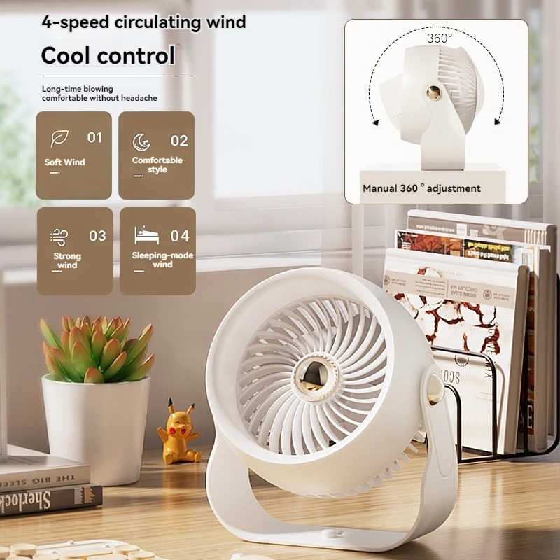 Wall mounted desktop fan, small dormitory, household bedroom, light sound office, air circulation fan, four levels