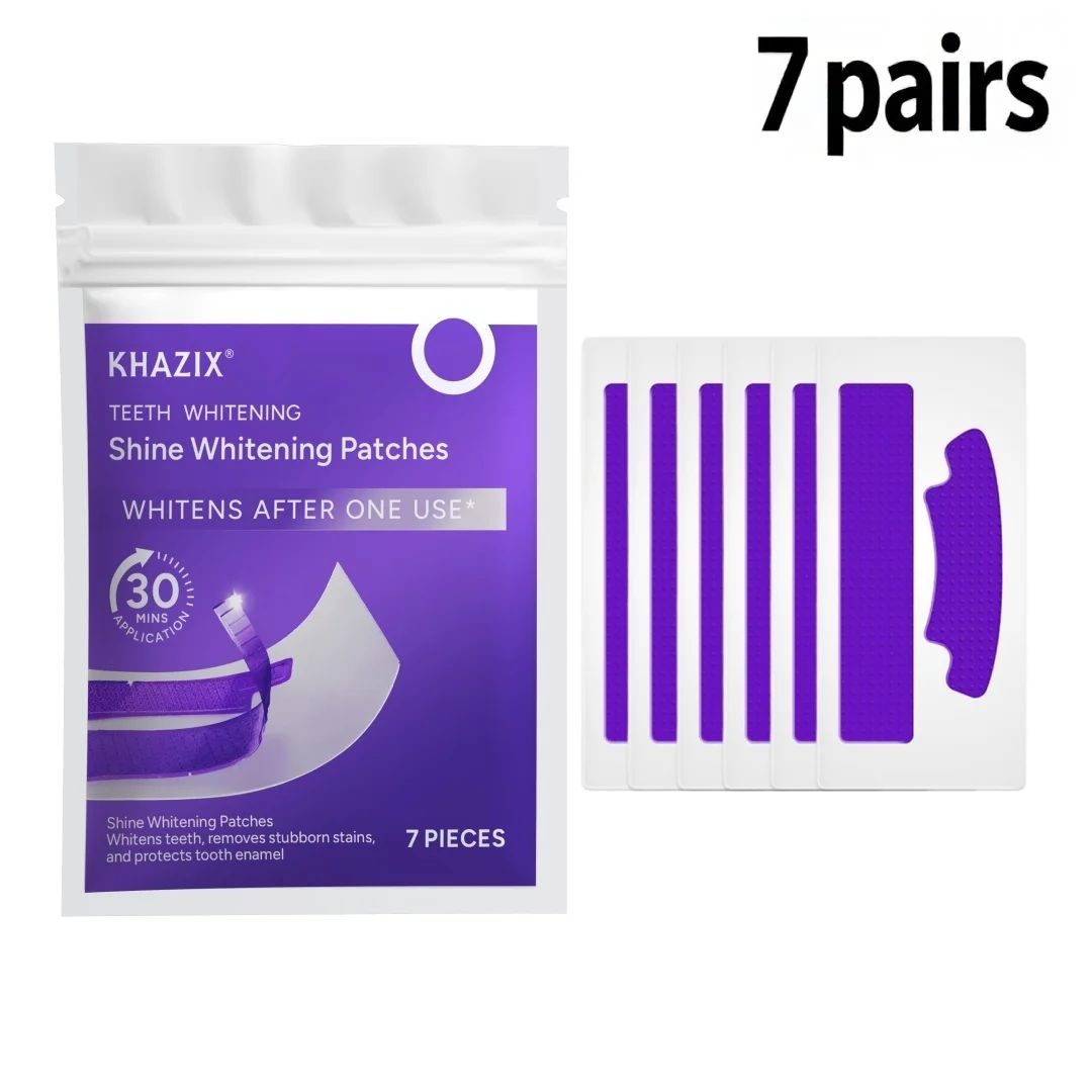 7 paires de bandes blanchissantes pour les dents, patchs blanchissants dentaires violets, bandes de soin du sourire portables pour la routine bucco-dentaire quotidienne