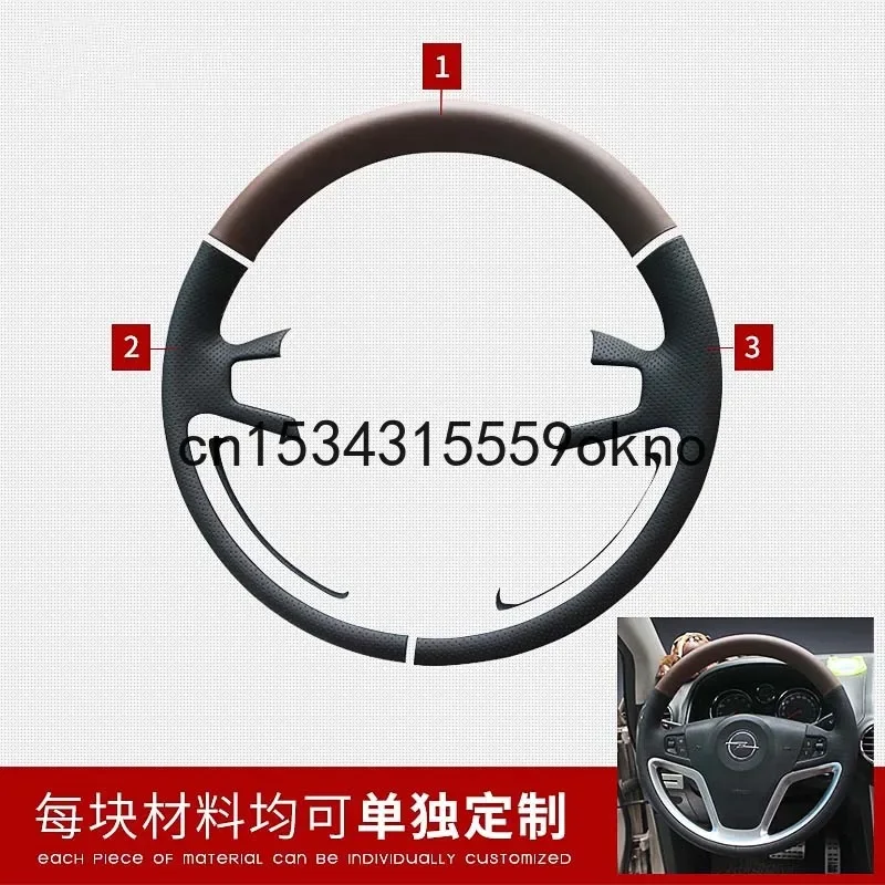 For Opel Antara Insignia Astra DIY Hand Sewn Leather Steering Wheel Cover Car Accessories