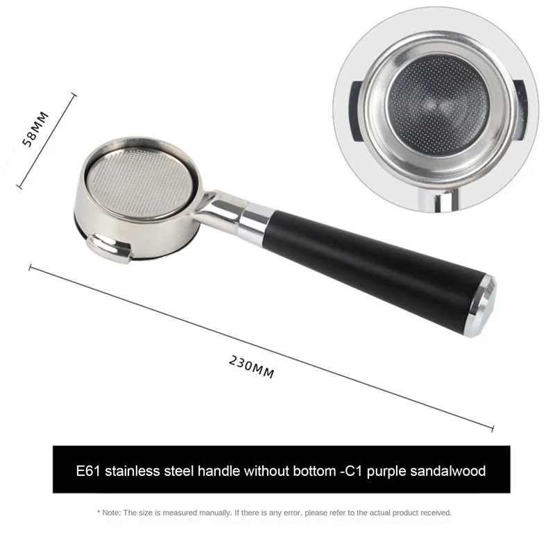 FZFZ 58 مللي متر مزدوج الأذن ماكينة القهوة حامل مرشح E61 Portafilter بدون قاع مع مقبض خشبي ماكينة القهوة اكسسوارات نمط