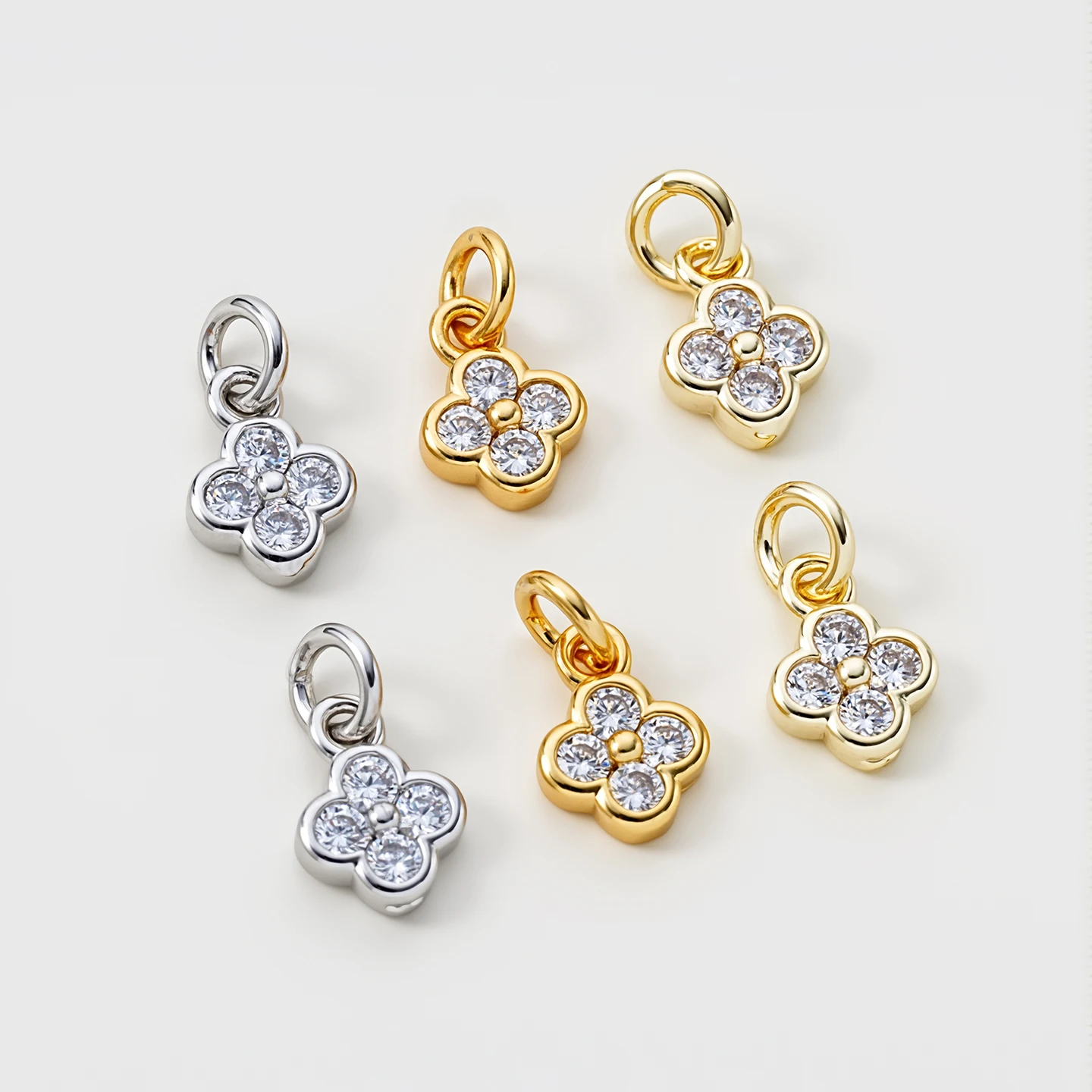 5Pcs/Pack 6mm 14/18K Gold Color Plated Flower Pendants with Zircon for DIY Bracelet Necklace Jewelry Making Accessories image 4