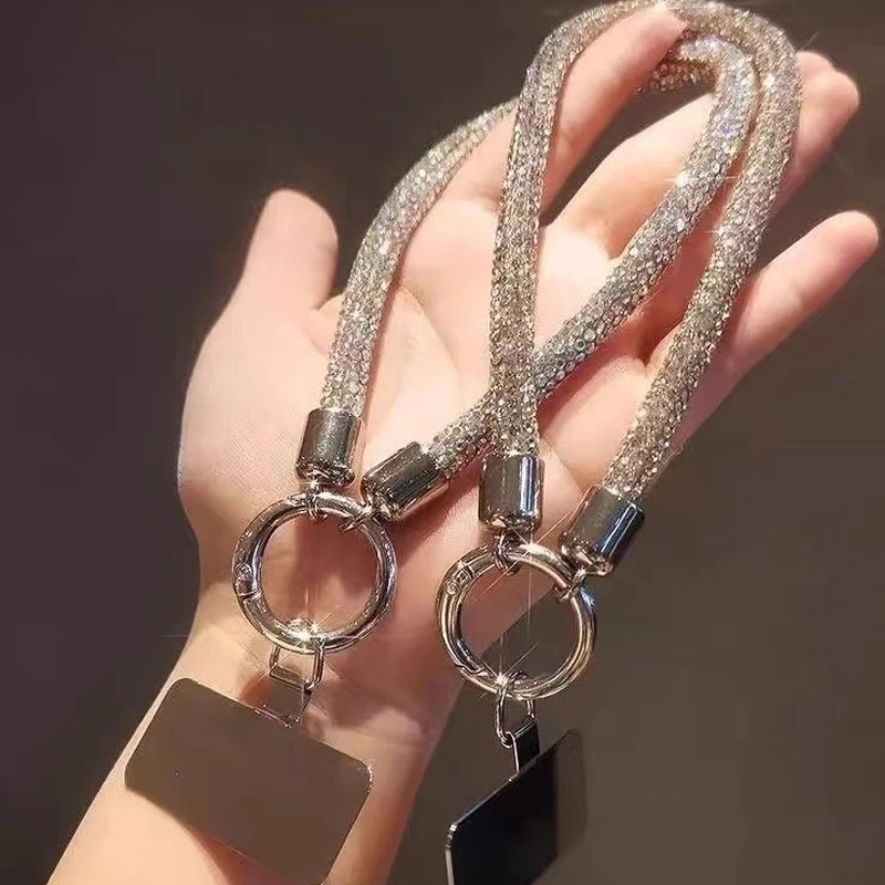 Яркий блестящий ремешок для телефона со стразами, ремешок для телефона с бриллиантами и кристаллами, ремешки на запястье, брелок, подвесной шарм, анти-потерянная веревка для мобильного телефона Яркий блестящий ремешок для телефона со стразами, ремешок для телефона с бриллиантами и кристаллами, ремешки на запястье, брелок, подвесной шарм, анти-потерянная веревка для мобильного телефона