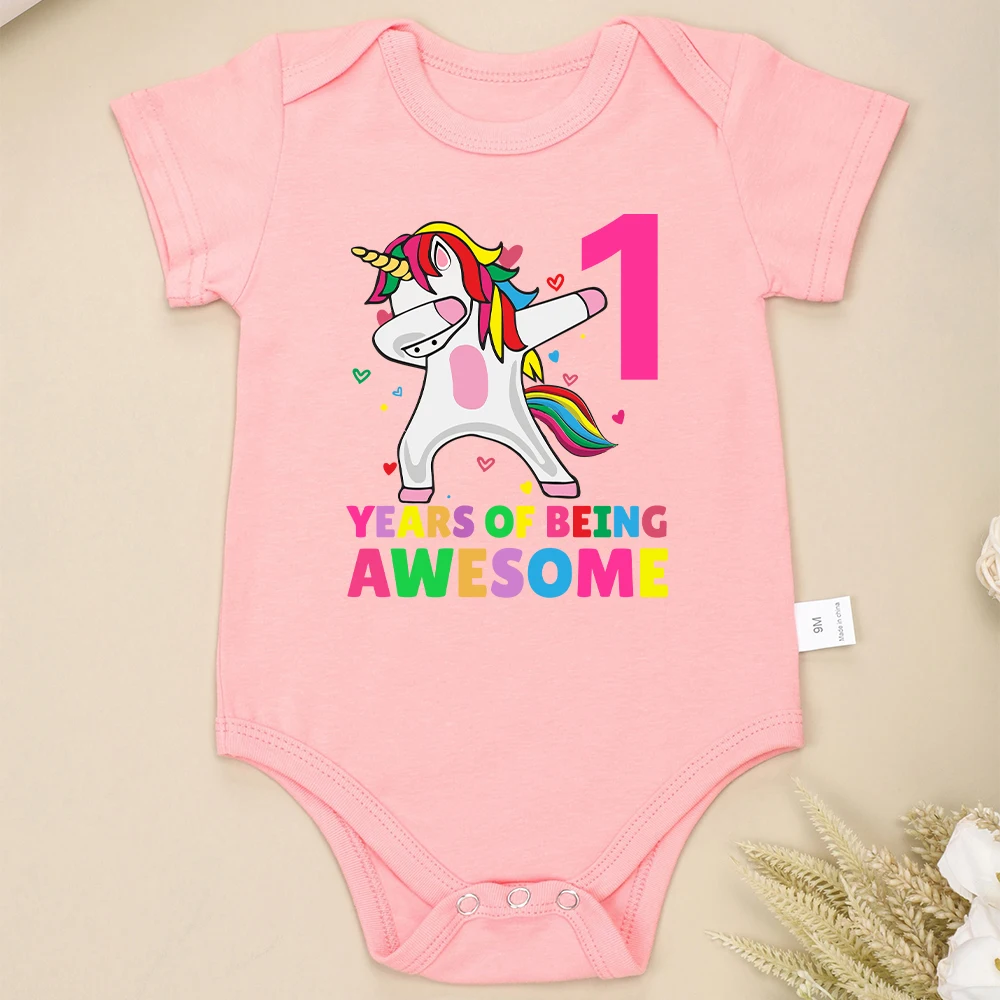 Cute Unicorn Baby Girl Clothes Dab Dance Fashion Hip Hop Element Newborn Boy Bodysuits Cotton Summer Infant Onesies Multicolor