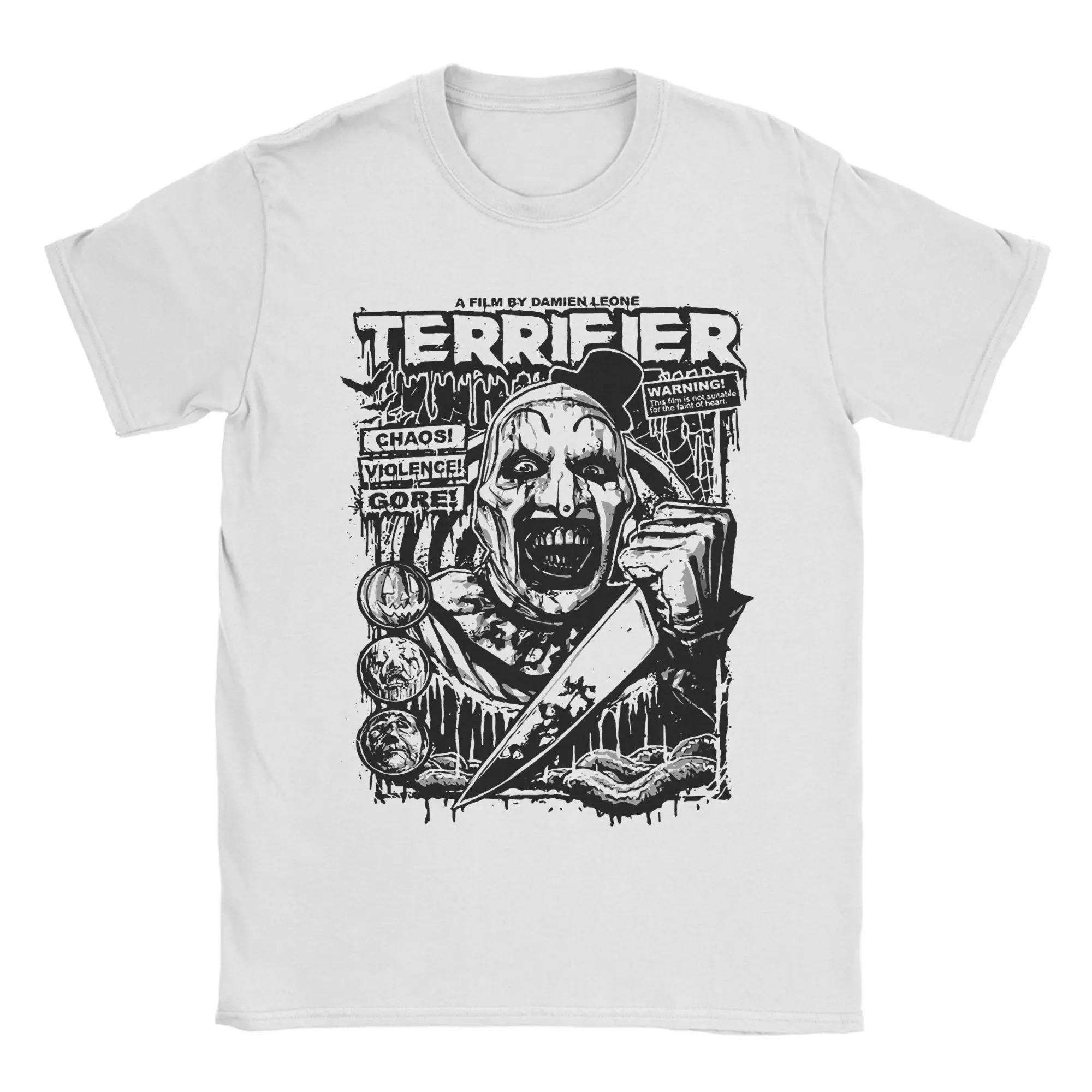 

Terrifier Clown Horror Film Men's T Shirts Vintage Tee Shirt Short Sleeve Crew Neck T-Shirt 100% Cotton Plus Size Clothes