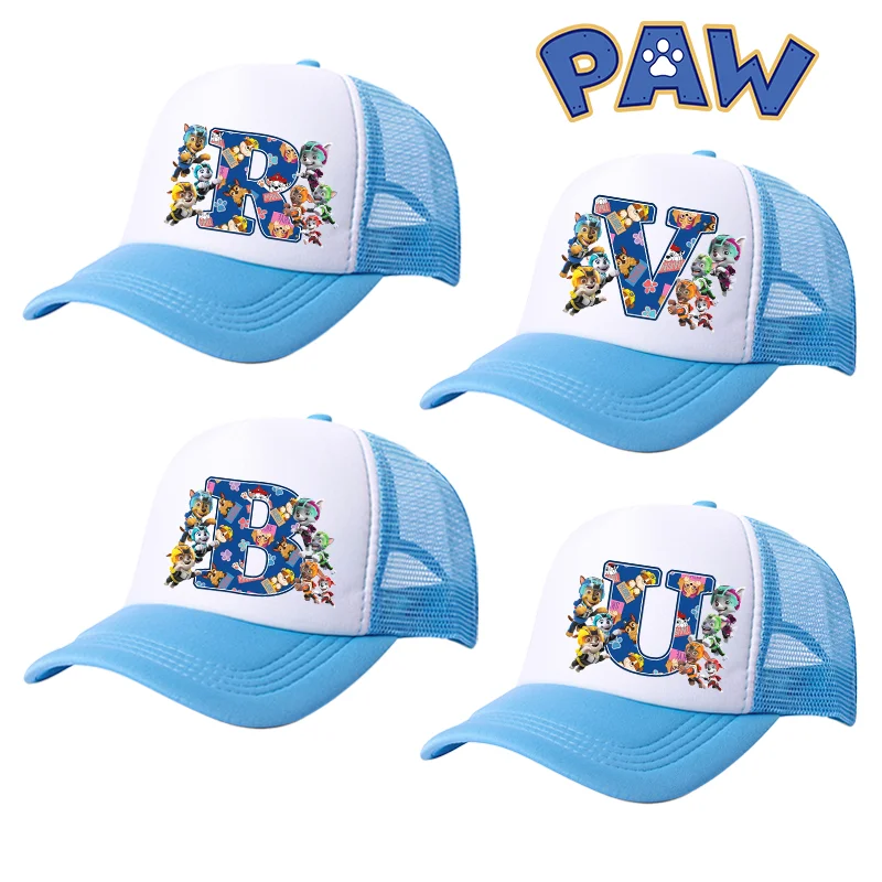 Gorra de béisbol Paw Patrols para niños y niñas, gorro con estampado de letras A-Z de dibujos animados de Chase Skye, gorros informales ajustables para verano, regalo