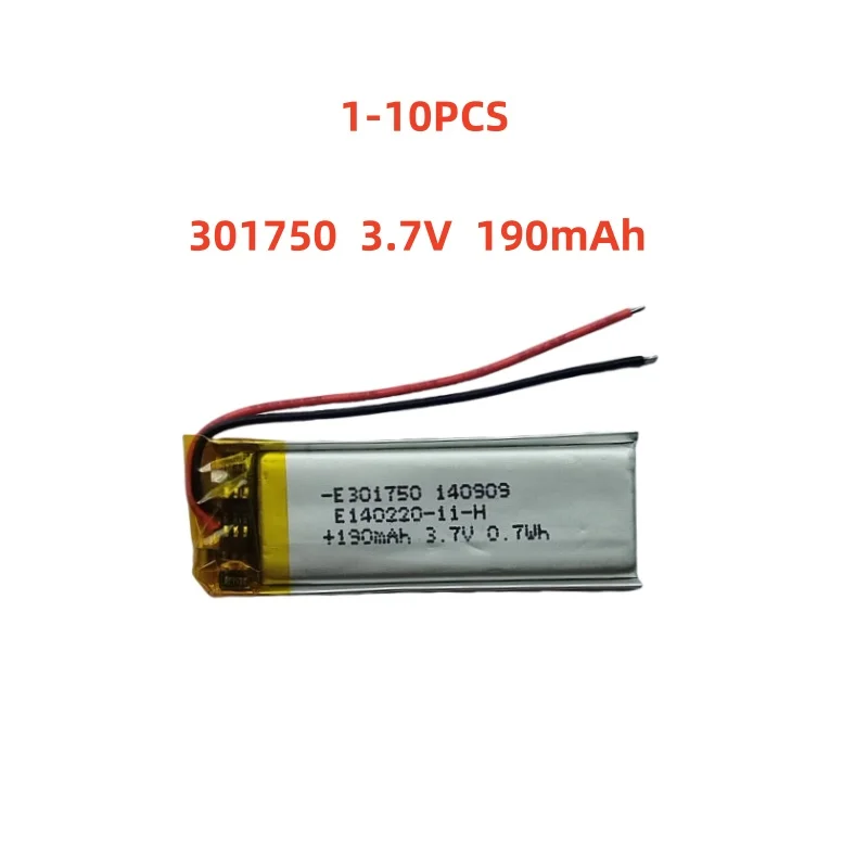 

301750 3.7V 190mAh Small Size Lipo Rechargeable Battery Lithium Polymer For MP3 Bluetooth MID headset headphone video pen