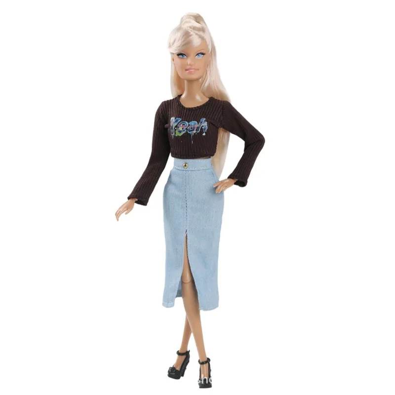 30 سنتيمتر عارضة أزياء دمية 1/6 أنثى دمية مع الملابس المفاصل المنقولة الدمى فساتين راقية الدنيم تنورة دمية الفتيات اللعب منزل اللعب