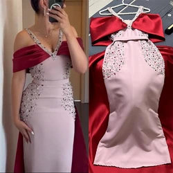 Maßgeschneiderte exquisite schulterfreie Mantel Promi Pailletten Falten S Anlass Abendkleid Roben de Cocktail فستان