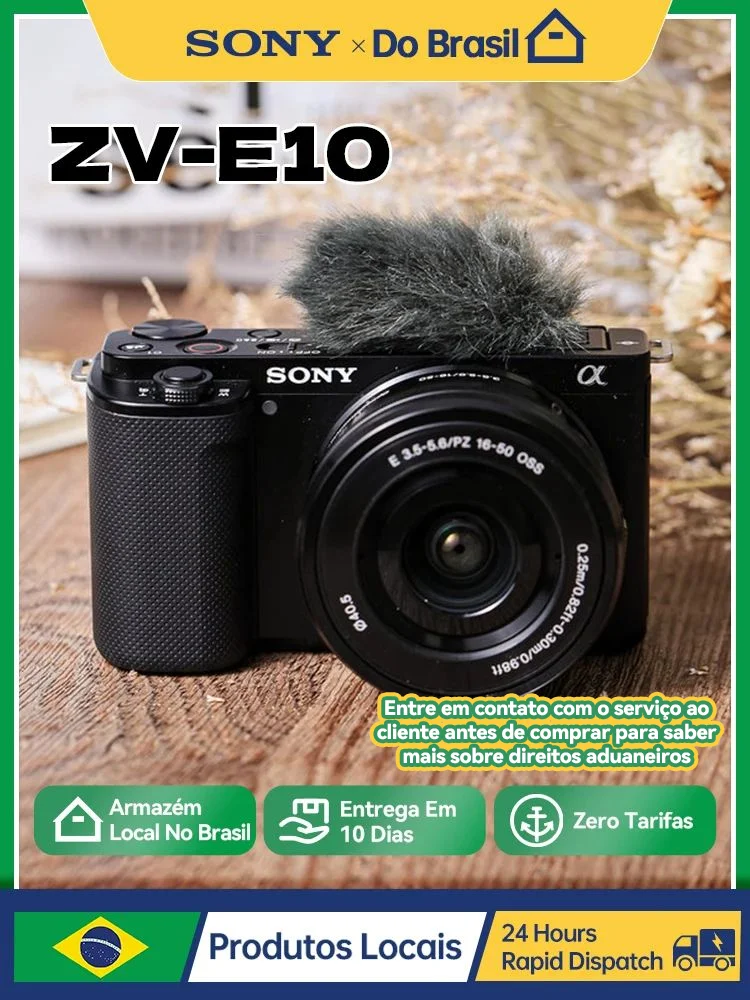 【 Do Brasil 】Sony Alpha ZV-E10 APS-C Mirrorless Digital Compact Camera Professional Photography 24.20MP 4K Video Cameras ZVE10