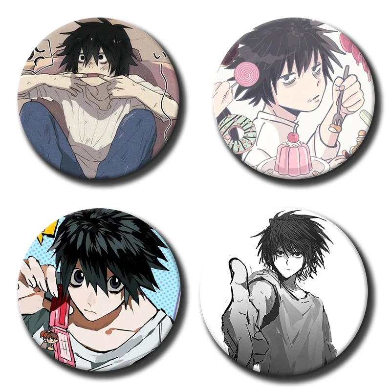 58mm Anime Cartoon Character L-L Lawliet Creative and Interesting Badges Can Be Given As Gifts for Children and Friends To Wear