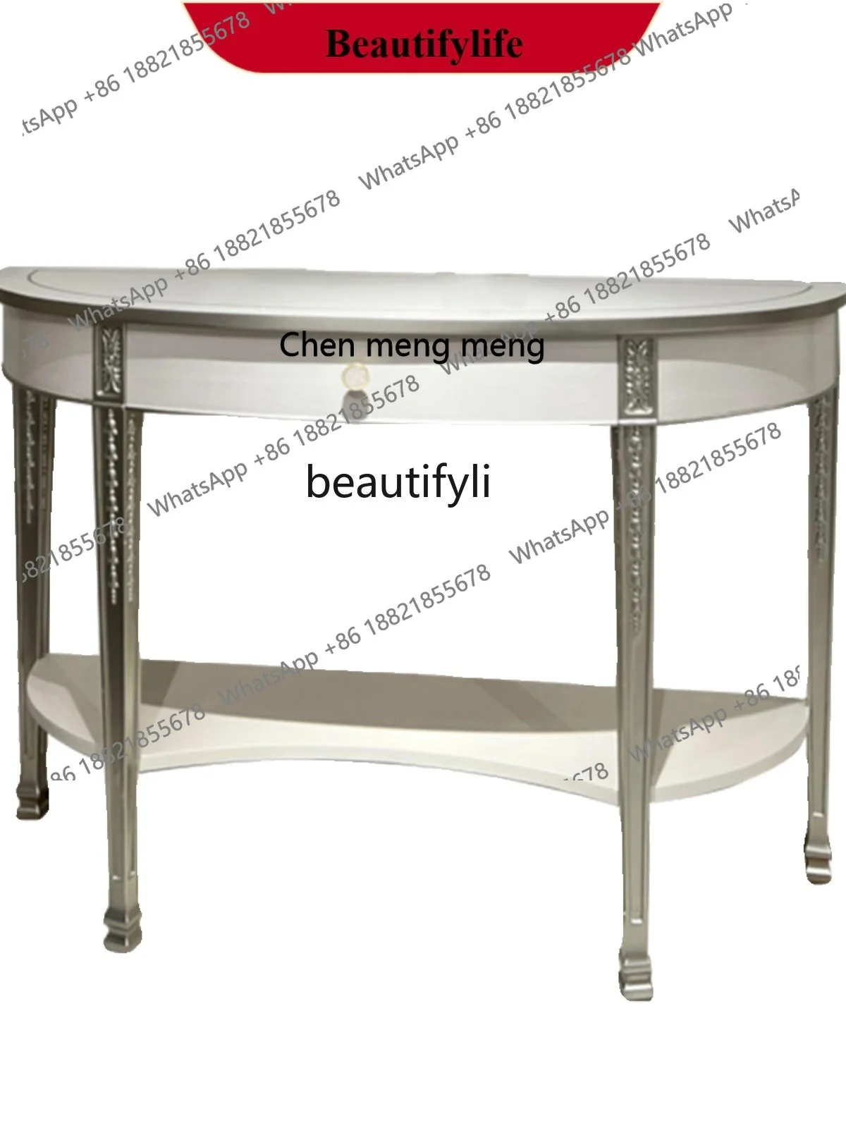 

X Light Luxury Solid Wood Semicircle Console Tables Living Room Decoration Table Large and Small Apartment Home Complete Furnit