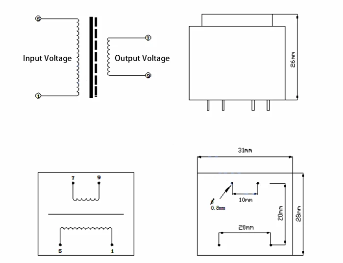 Imagem -02 - Transformador Encapsulado de Frequência de Potência Mini Plugue Selado Placa do Pwb Agulha de Pinos 1.2w 1.2va ac 115v 12v Pcs