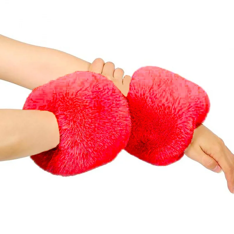 Woman Solid Color Rabbit Fur Large Sleeve Warmers Gloves Christmas Gift Sleeves Warmer Winter wear accessories