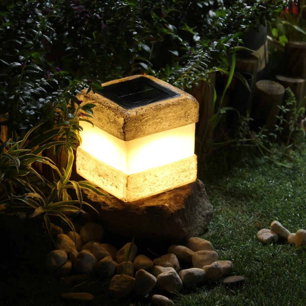 LED Solar Post Lichter im Freien wasserdichte Zaun Post Cap Lichter solar betriebene Simulation Stein Post Lampe für Terrasse Veranda Dekor