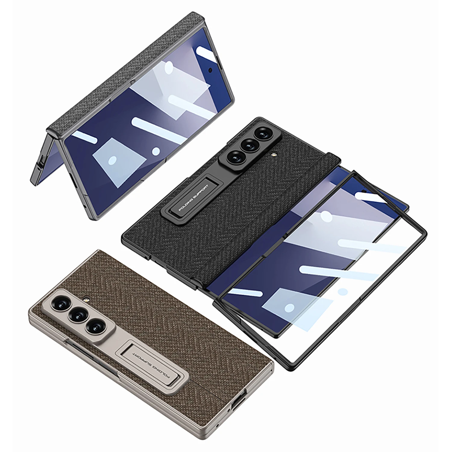 Etui z zawiasem magnetycznym, kompletny zestaw, do Samsung Galaxy Z Fold 7, nylonowa tkanina, szkło ochronne na ekran, pokrowiec ochronny do Galaxy Z Fold7 — zdjęcie produktu 5