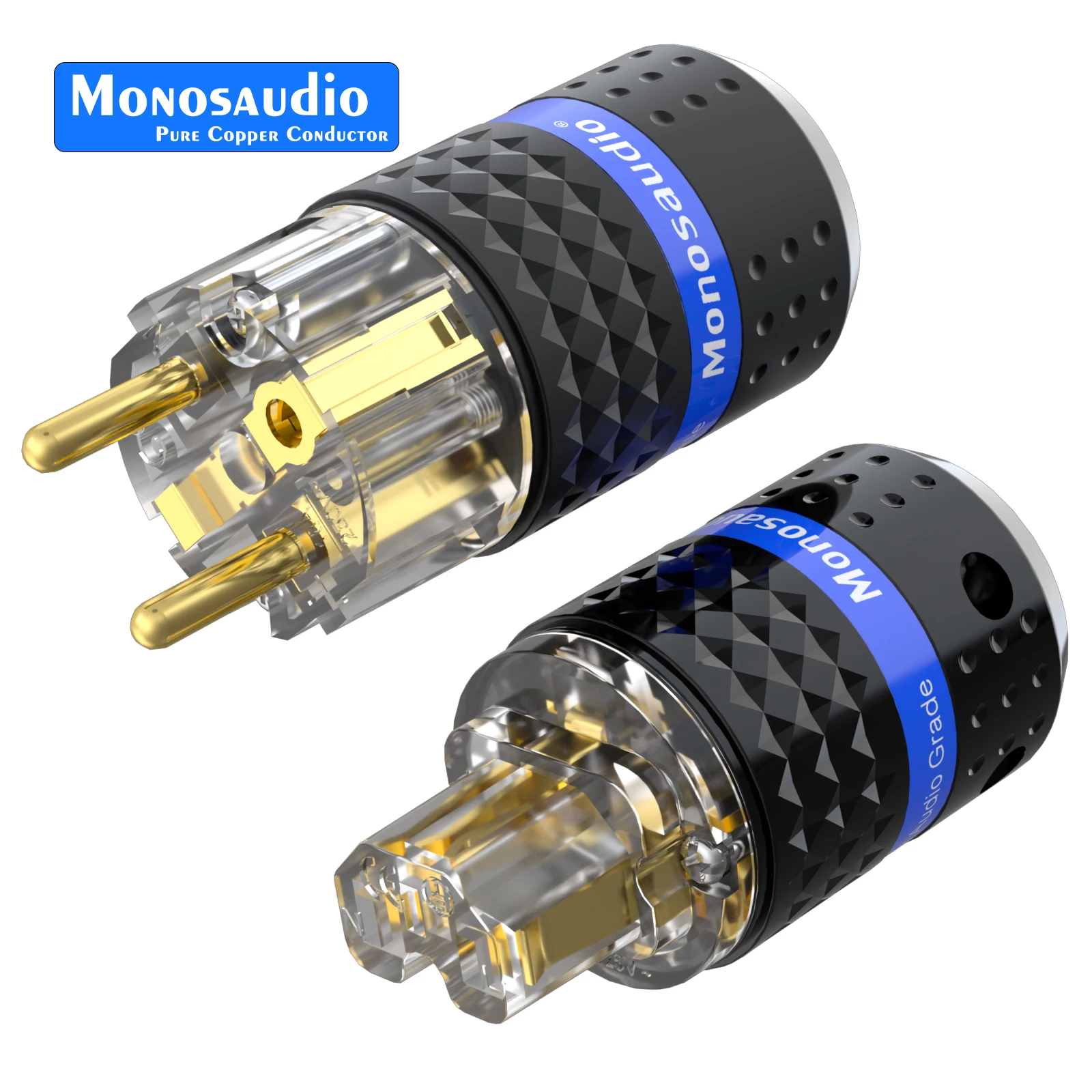 Monosaudio e103/f103 cobre puro ue adaptador de alimentação conector schuko power plug banhado a ouro/ródio cobre conector plug