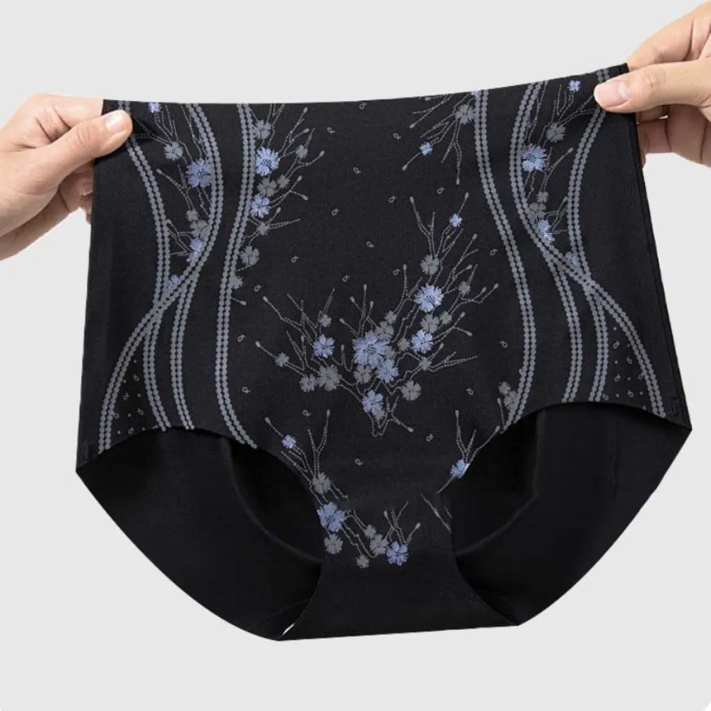 

High Waist Postpartum Body Shaper Flowers Large Size Butt Lifter Briefs Shapewear Waist Trainer Seamless Underpants Lady