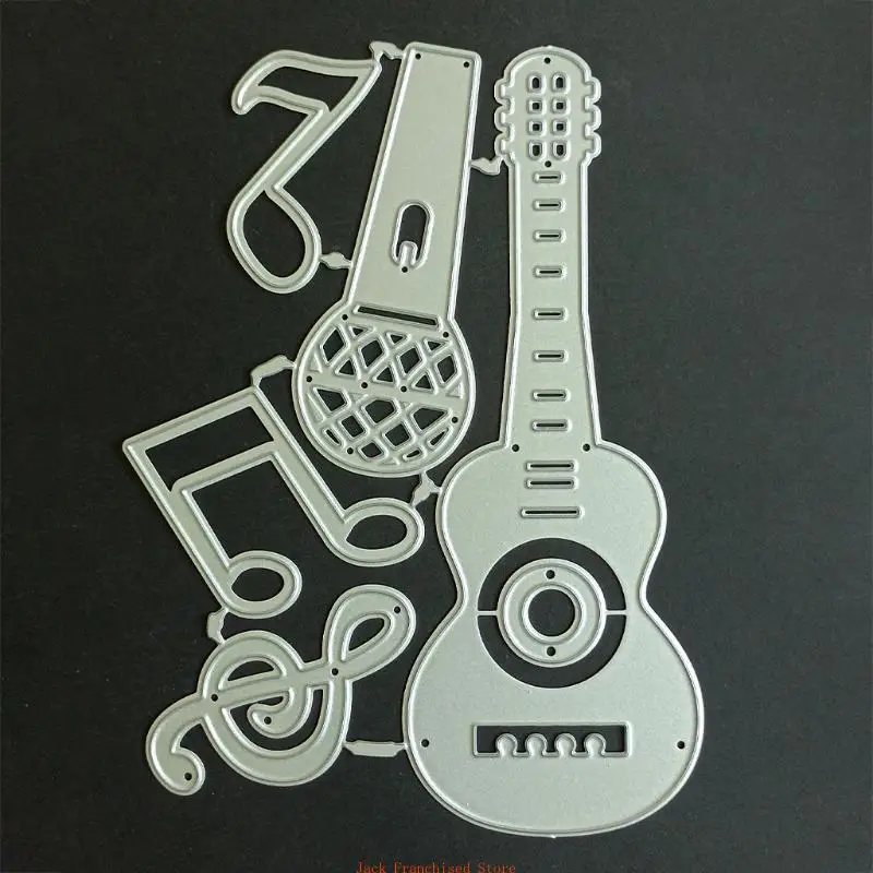 Exquisite Metal Cutting Dies Microphone Guitar Musical Combination Puzzle Embossing Knife Mould Stencils Die