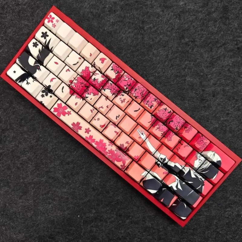 EgoisticArts Raven Sakura Keycaps Custom Cherry Profile Keycap Cute Point Key Caps for Wooting60HE Rakka60 Mechanical Keyboard