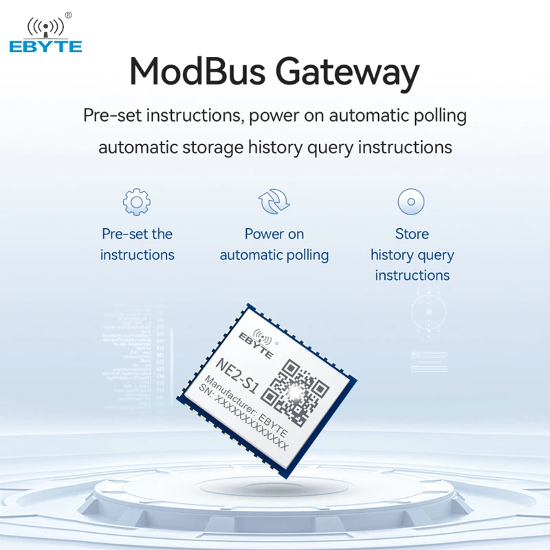 TTL Serial to Ethernet Module Modbus TCP to RTU IoT Support MQTT Protocol EBYTE NE2-S1 2 Ways Sockets SMD Module RJ45 Low Power