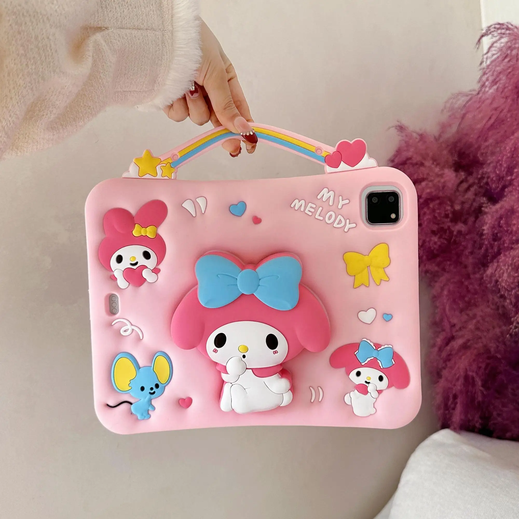 Kawaii Sanrio HelloKitty Leopard Bow Soft Cover for IPad 10.2 11 Air7 Cute Anime Cartoon Durable Breathable Lightweight Gifts view 5
