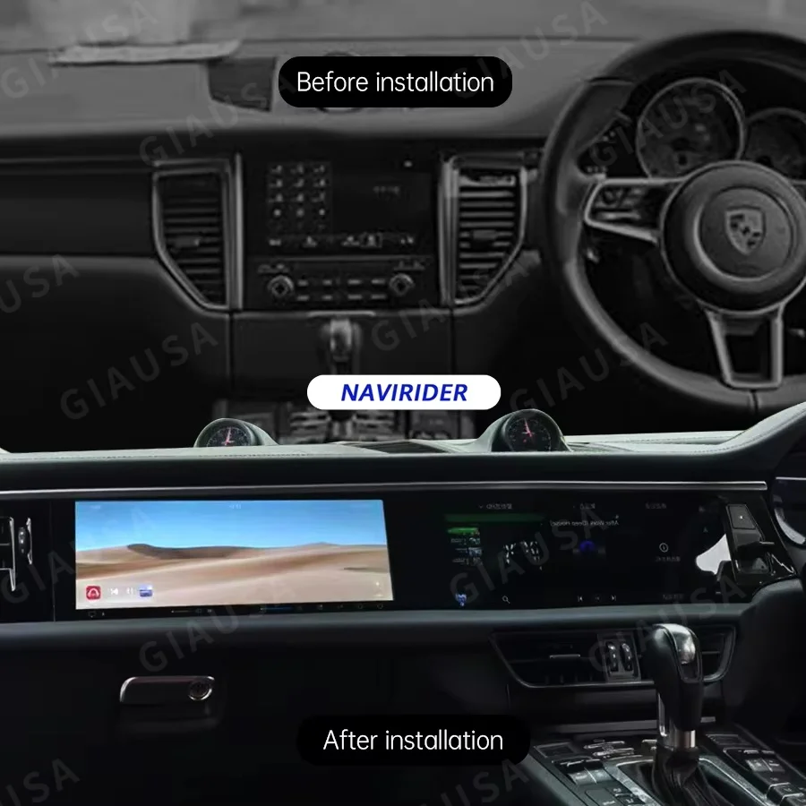 

RHD 12,3-дюймовый + 12,3-дюймовый двойной Android-экран для Porsche Macan 2014-2017 2din Автомобильный GPS Мультимедийное видеорадио Головное устройство Carplay