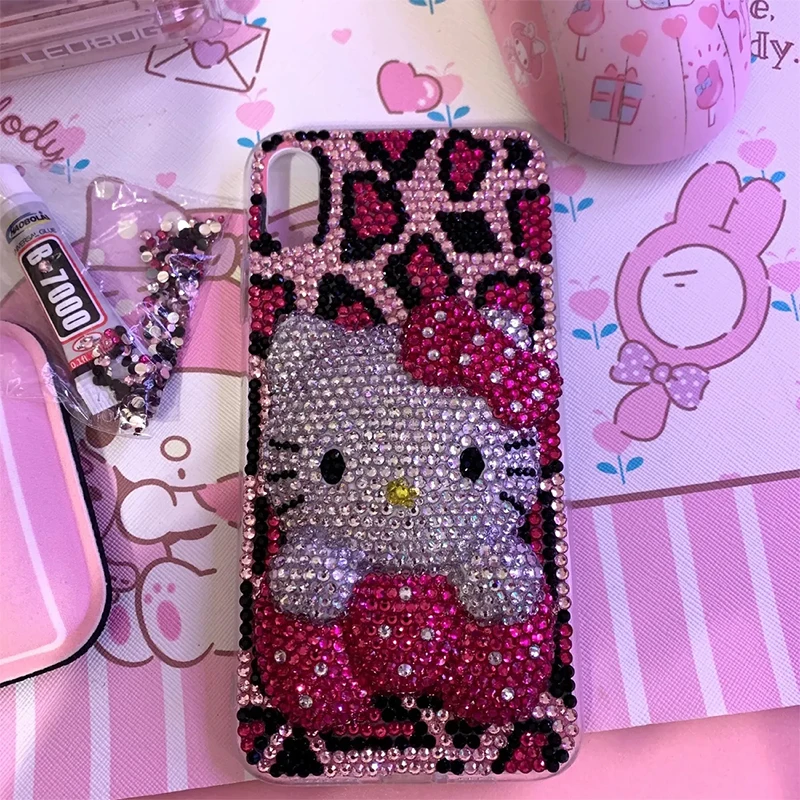 

Mobile Phone Shell with Diamond Inlay, Sanrio, Huawei Mate 60 Pro, Helmet with Drill, Handmade, Mate60 Case