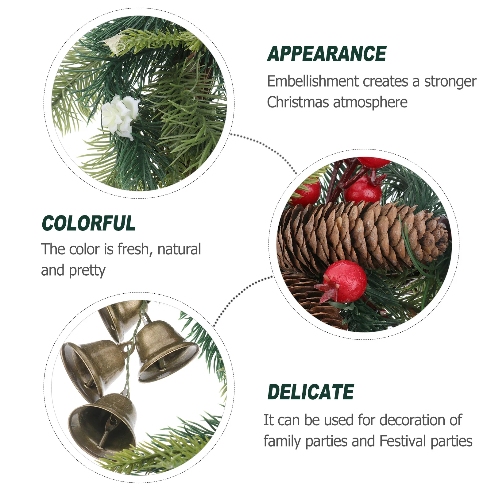 

1Pcs Bohemian Style Christmas Wreath Red Berries Pine Cone Xmas Hanging Decor Holiday Party Home Decoration