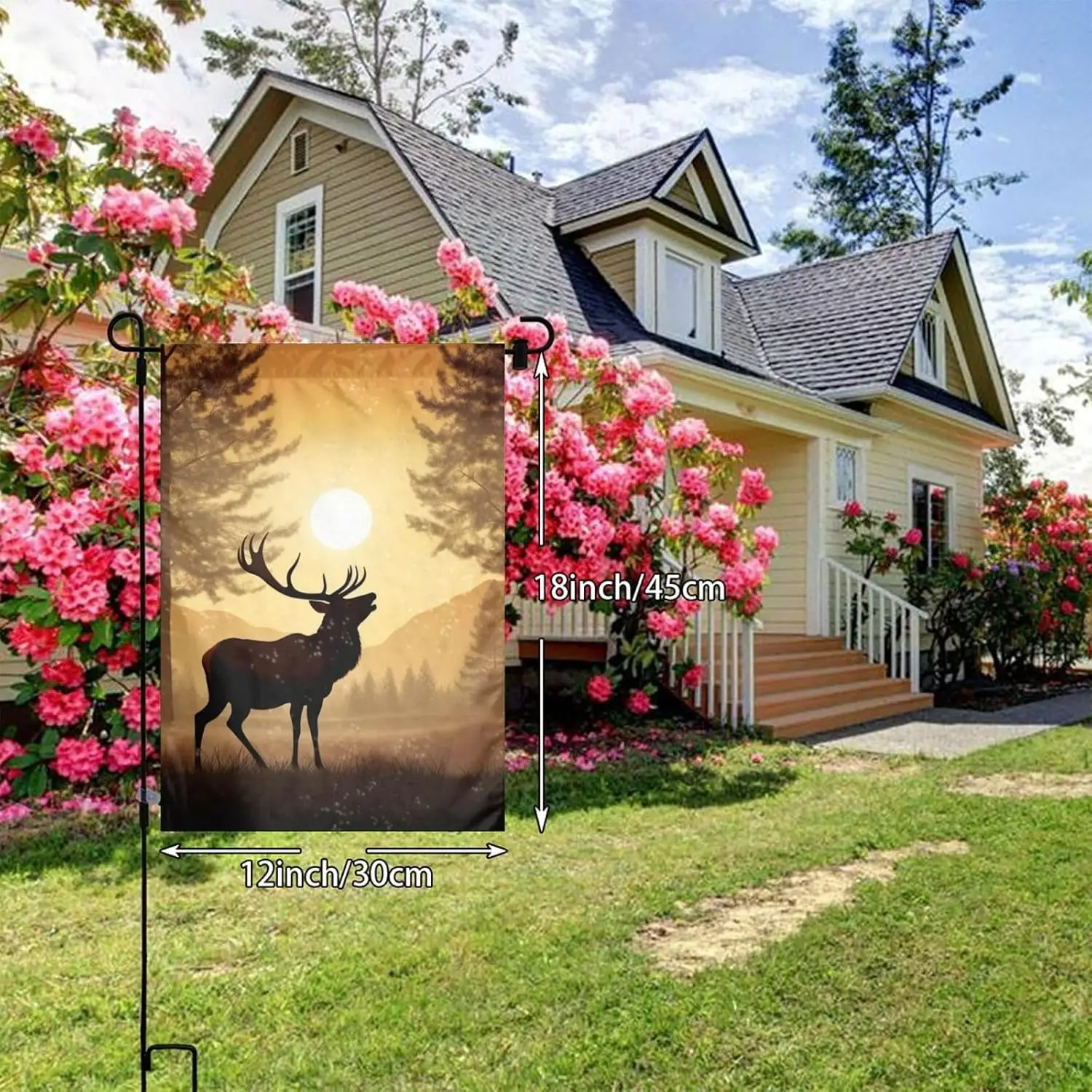 Garden Flag 12x18 Vertical Double Sided Outside Welcome Flag Elk Artwork Decorative Garden Flag Small Burlap Yard Flag for Outdo