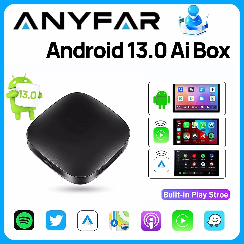 2026 3in1 Android 13.0 CarPlay Ai Box Wired to Wireless Auto USB WIFI Adapter For Youtube Netflix Universal TV Box Plug And Play
