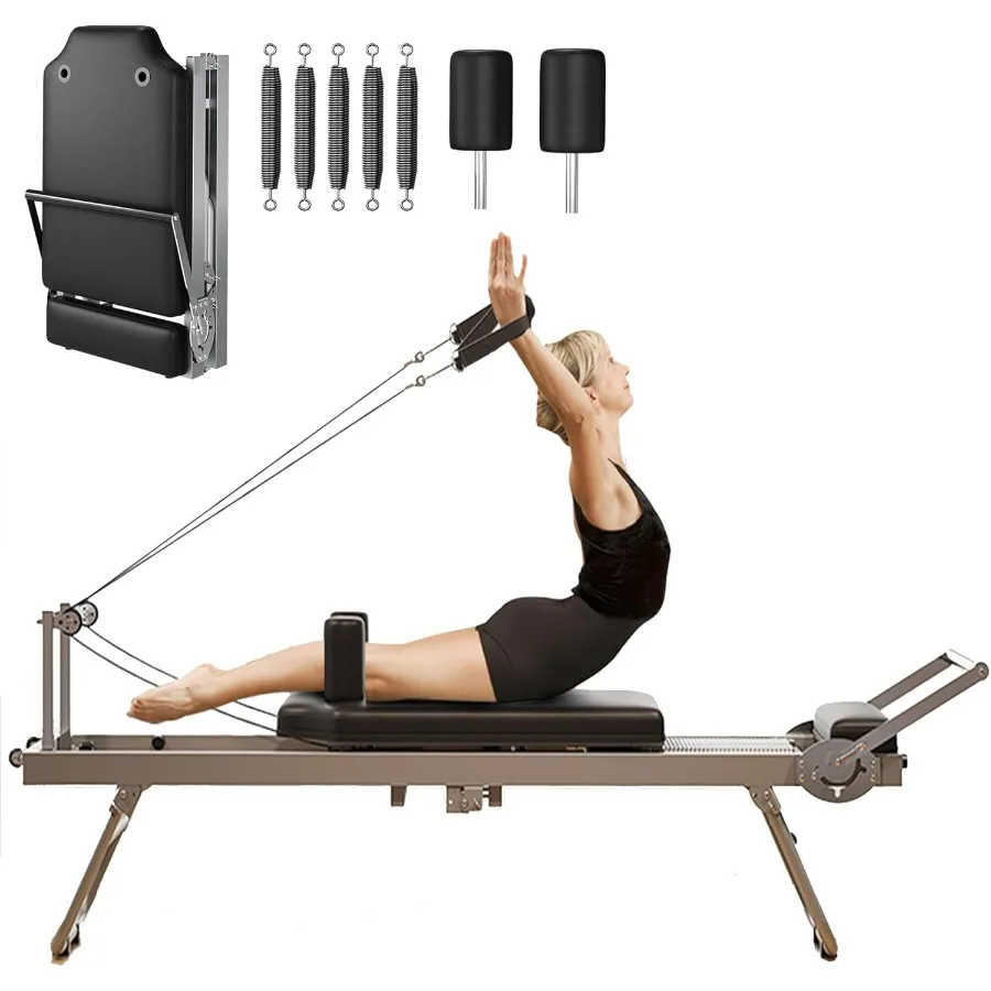 

Складной тренажер для пилатеса для домашнего спортзала, расширенный реформер для пилатеса с пружинами, регулируемое оборудование для пилатеса для женщин (до [вес в кг])