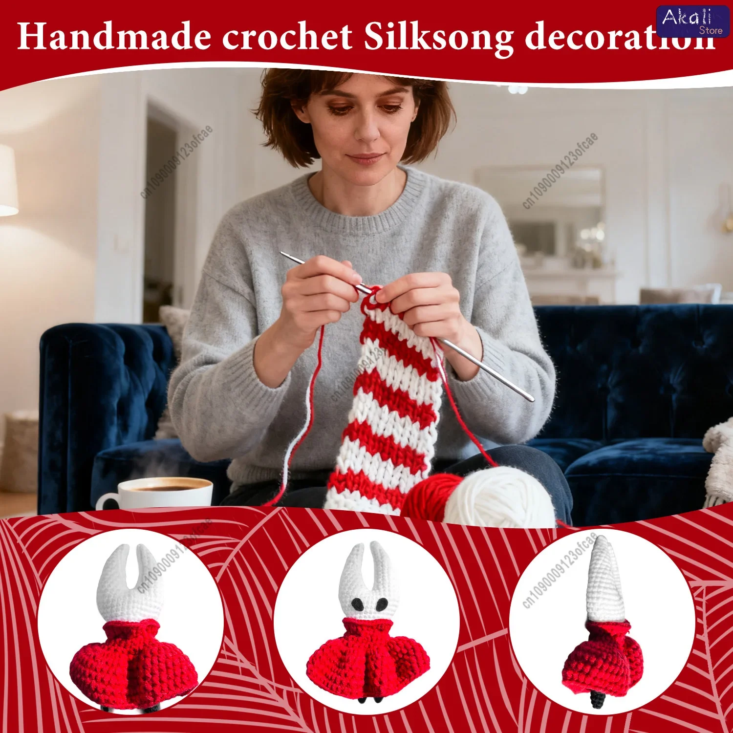 Gantungan Kunci Hollow Knight 2 Hornet Buatan Tangan, Aksesoris Tas Rajut Lucu, Liontin Jubah Merah, Hadiah untuk Gamer, Aksesoris Anime, Dekorasi Lucu