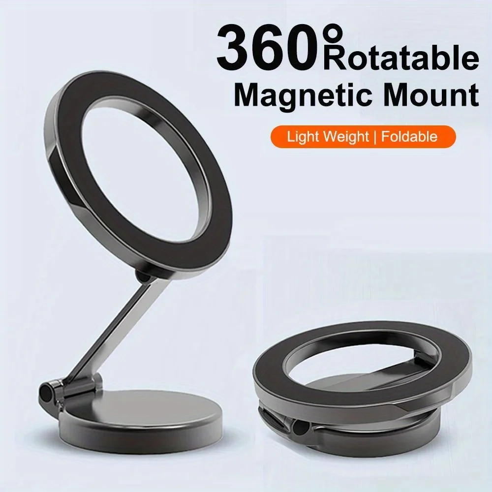

Magnetic Car Phone Holder for Mag Safe 360 Degrees Adjustable Alloy Folding Magnetic Car Navigation Mount