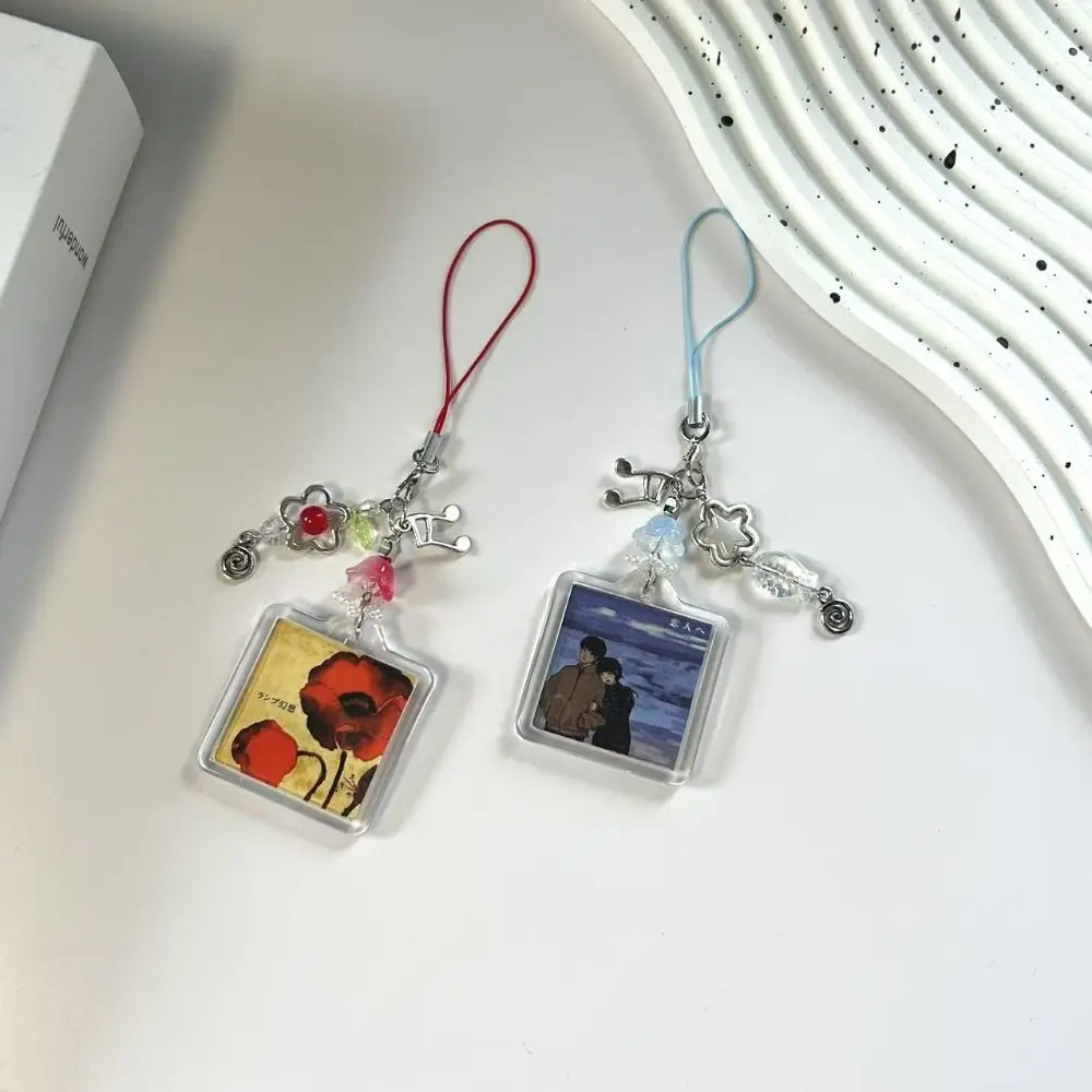 

Acrylic Frame Album Beaded Keychain Handmade 2000s Style Phone Lanyard Strap Y2k Lanyard Trendy Lamp Album Pandant Phone Charm