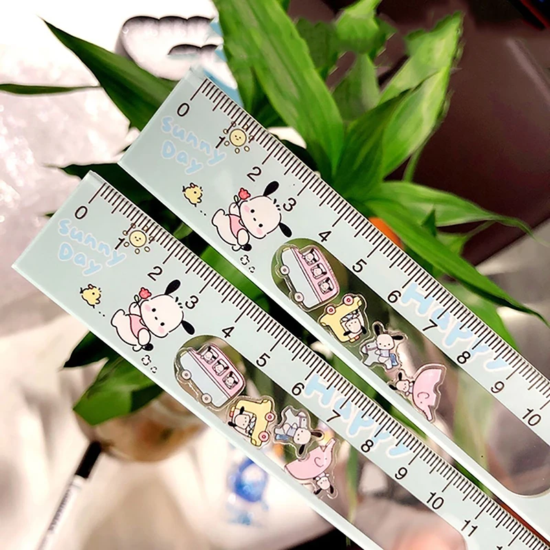 1Pc Anime Sanrio Figure Cartoon Ruler Hello Kitty Melody Kuromi Rocker Ruler Kawaii Students Children School Supplies Gift Toy