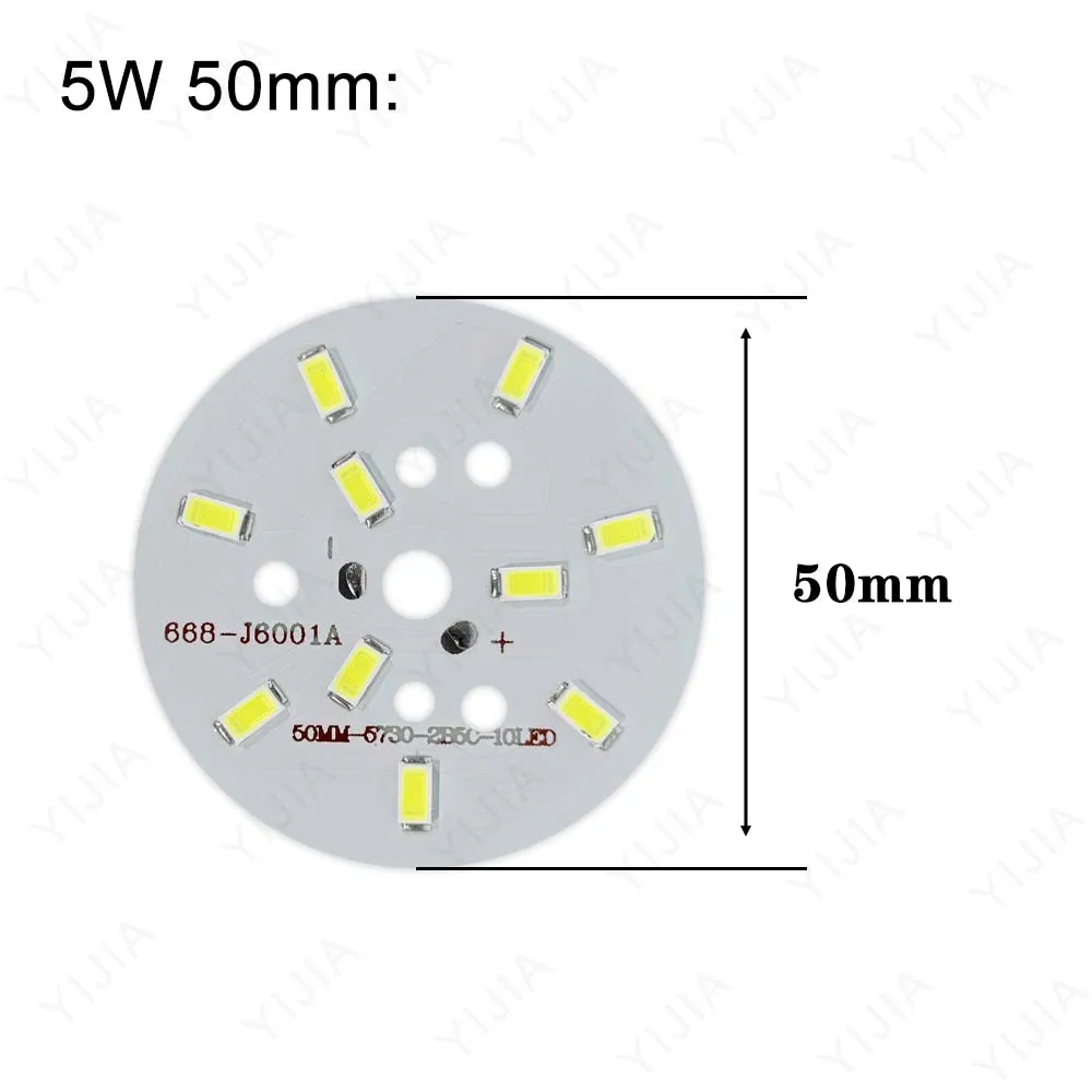 Pannello luminoso a LED da 10 pezzi 5W 40mm 50mm SMD 5730 Pannello luminoso a LED PCB Bianco caldo naturale 15-17V Adatto per lampadina da incasso a