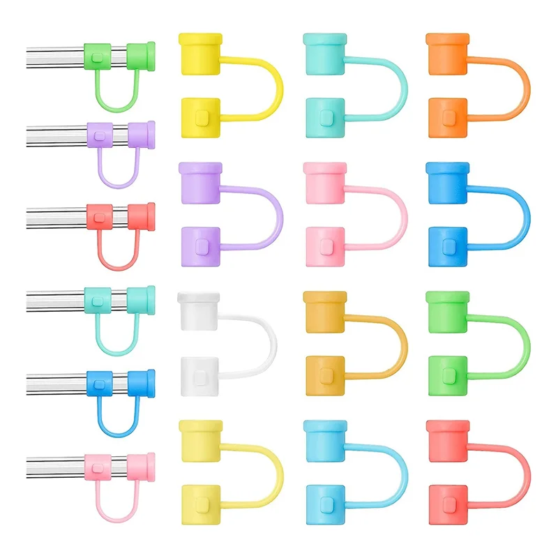 36Pcs Reusable Silicone Straw Cover,Colorful Dust-Proof Straw Plug for 8mm Straws Home Kitchen Party Decoration