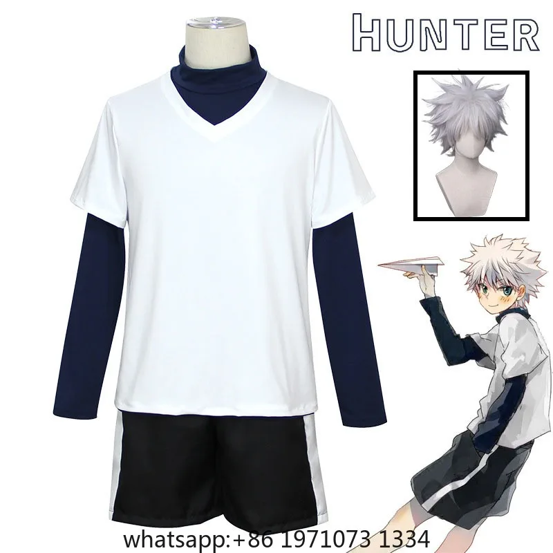 【Wetrose】In Stock Killua Zoldyck Cosplay Costume Hunter × X Hantaa Kirua Zaoldyeck T shirt Full Set Wig Halloween Xmas New