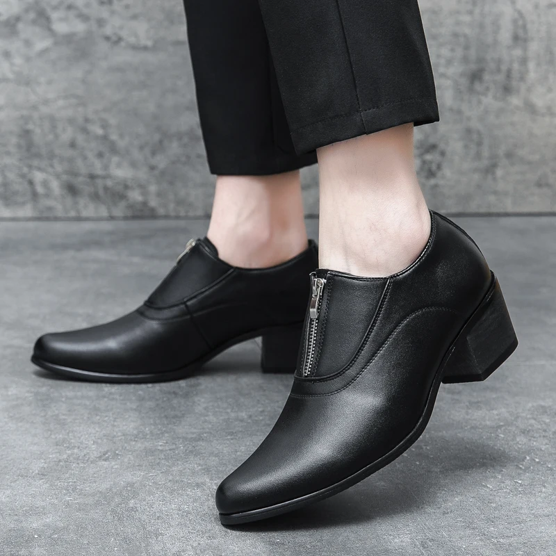 حذاء رجالي بكعب عالٍ حذاء رسمي أنيق للرجال حذاء أوكسفورد بكعب عالٍ كاجوال للأعمال والمكتب والحفلات بدون كعب لحفلات الزفاف #6