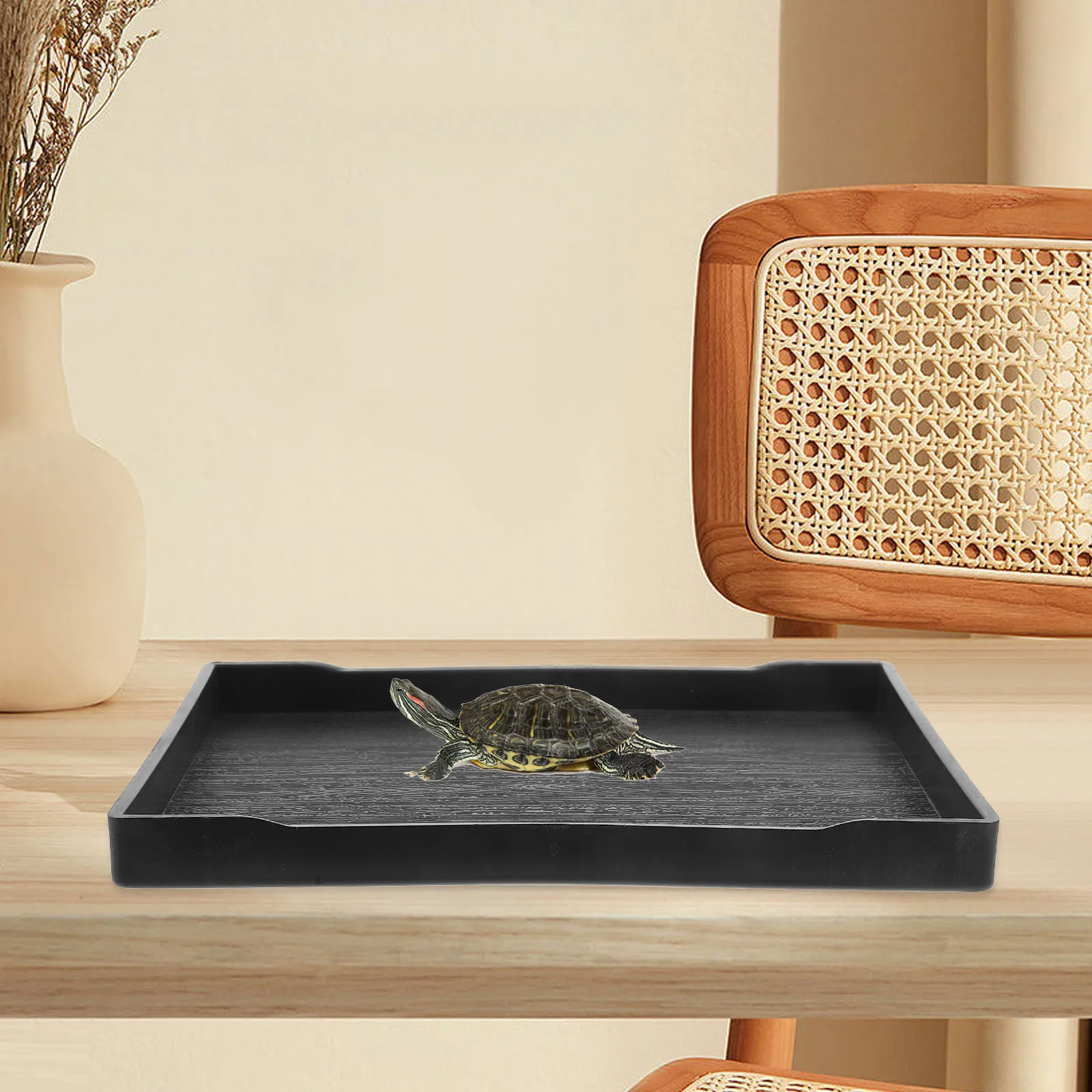 وعاء تغذية الزواحف غير القابل للكسر، مستلزمات السلاحف الضحلة السوداء الكبيرة، طبق الماء، وعاء الزواحف، مستلزمات الحيوانات الأليفة #1